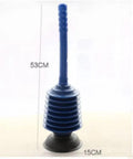 Heavy Duty Bad Boy Manual Toilet Plunger With Vacuum Suction Cup For Deep Pipe Dredging And Stubborn Drain Clogs, blue, 53cm handle.