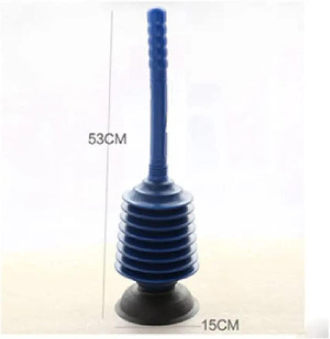 Heavy Duty Bad Boy Manual Toilet Plunger With Vacuum Suction Cup For Deep Pipe Dredging And Stubborn Drain Clogs, blue, 53cm handle.