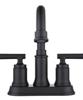 Oswell 4-In Centerset 2-Handle High Arc Bathroom Faucet Matte Black With No-Fuss Install, Durable Metal Construction, 4.92-In Spout Reach