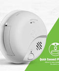 Front view of Combination Smoke And Carbon Monoxide Alarm With Interconnect featuring quick connect plug and battery backup.