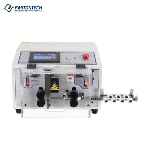 Auto Wire Stripper And Cutter With Crisp Touchscreen Display Heavy Duty Cable Prep Machine For Pvc Teflon And Silicone, front view showing touchscreen.