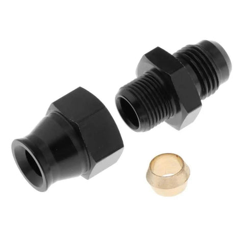 Five Sixteenth Inch Tube To 6A Straight Male Pneumatic Adapter Fitting With Brass Component And Aluminum Body showcasing parts
