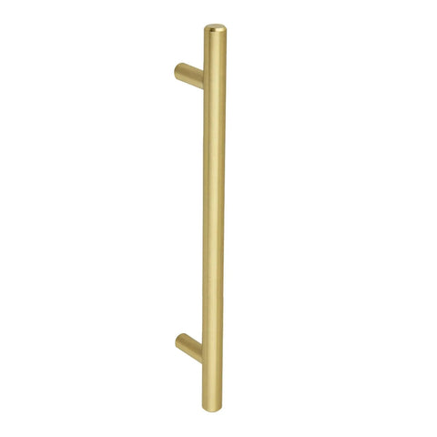 Gold Champagne Euro Bar Cabinet Handle 7 And 3 Eighths Inch Long 5 Inch Hole Center One Half Inch Diameter for Cabinets