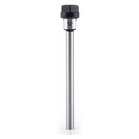 Built Tough Heavy Duty Collet Extension Bar Featuring Precision Threaded Lock And Ultra Smooth Eight Millimeter Cylindrical Shank, side view.