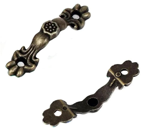 Antique Bronze Arch Shape Box Pull Handle Set, 20 Pieces With 40 Screws, Center Hole 30mm, 3mm Hole Diameter, Vintage Drawer Pulls