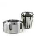 Heavy Duty 2 Pcs CNC ER Collet Nut Set For Drill Chucks ER8 ER11 ER16 ER20 ER25 ER32 ER40 showing durable steel parts.