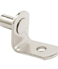 Nickel Plated Shelf Support Pegs Quarter Inch L Shaped With Screw Hole Pack Of 8 For Cabinets Bookshelves And Adjustable Storage Shelves Durable Easy Install Diy Home Upgrade shown close-up