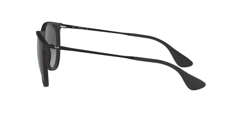 Side view of Erika Round Sunglasses Unisex Rubber Black Frame With Light Grey Gradient Lenses 54 Millimeter Size Lightweight All Day Wear