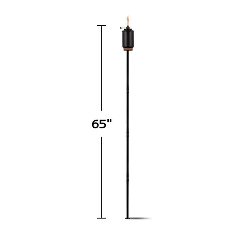 Adjustable Flame Resin Torch For Outdoor Lighting In Backyard, Lawn, Patio And Garden, 65-Inch Tall, Weather-Resistant, Front View