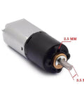 130 Planetary Gear Reducer With Electronic Starter, DC 12V, 52 RPM, 3 Stage Gearbox, close-up of low noise D shaft and dimensions