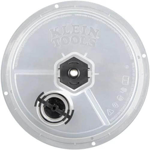 Front view of Klein Tools 53710 adjustable circle hole cutter with dust bowl and vacuum port, 2 to 7 inches.