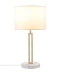 Paloma Table Lamp By Novogratz X Globe, Modern Glam Cutout Metal Body With Matte Brass Finish, White Faux Marble Base, White Fabric Shade