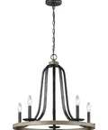 Conal Five Light Chandelier in Stardust finish hanging on a chain with five torpedo bulb holders