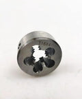 Metal die with T16X4 marking, round shape, used in hand threading tools for precise thread cutting, close-up view