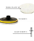 6 Piece 6 Inch Wool Polishing Pad Kit With M14 Drill Adapter And Hook And Loop Backing Pad For Car Detailing Glass Tile And Tire