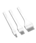 White Steel Leather Crafting Tool Set Featuring a 2.7mm Prong Stitching Chisel and 2510 Punch Lacing Irons for Leatherwork