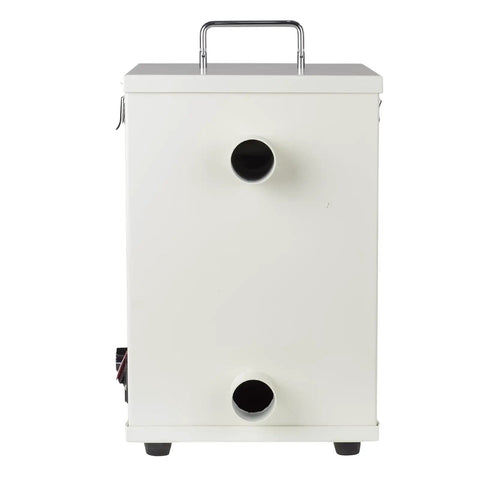 Badass 1000W Dental Vacuum Dust Extractor Packing Killer Suction Clears Shop Dust In Record Time Lab Dust Collector Machine With Smooth Speed Toggle Rig For Clinics, side view showing inlets.