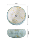 USZWBY Vessel Sinks Bathroom Vessel Sink Ceramic Vessel Sink Round Art Basin with gold accents, 400mm diameter, 140mm height.