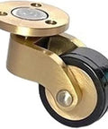 Set Of Four 25 Mm Solid Brass Casters With 1 Inch Rubber Wheels, 360 Degree Swivel, Round Cup Style, Load Capacity 150 Kg