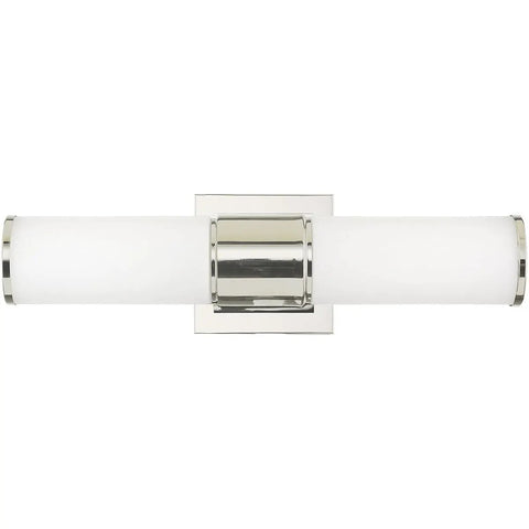Transitional Two Light Wall Sconce and Bath Light in Polished Nickel Finish From Weston Collection; front view with opal glass shades.