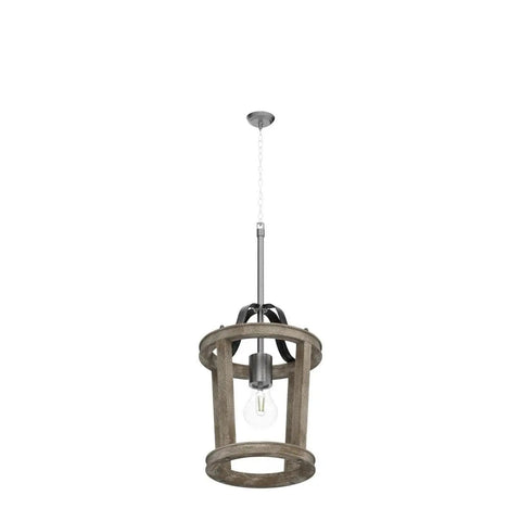 Small Rustic Farmhouse Wooden Pendant Light 1 Light Hanging Ceiling Fixture For Kitchen Island Foyer Dining Room Bedroom Living Room Handmade Antique Style With Adjustable 59-Inch Chain E26 Socket Dimmer Ready Bulb Not Included