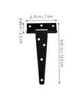 Eight Piece 5 Inch Black Painted Galvanized Metal T Hinges Weld On Slip Joint For Outdoor Doors Sheds Cabinets And Chests