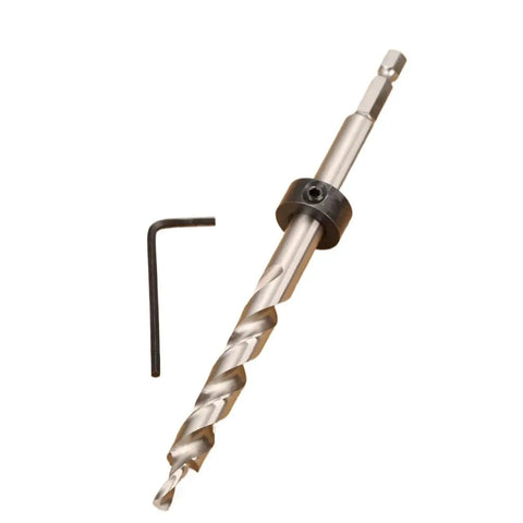 Professional 38 Inch Depth Stop Collar With Hex Shank Twist Step Drill Bits Kit Perfect For Kreg Manual Pocket Hole Jig Woodworking And Drilling Tools That Are Tough As Nails. Hex shank twist step drill bit with depth stop collar and Allen key