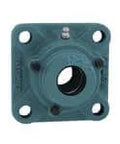 Front view of CUCF203C 17 mm Wide Inner-Ring Set-Screw Ball Bearing Insert in CF204 4-Bolt Flange Cast-Iron Housing with Two Open Covers.