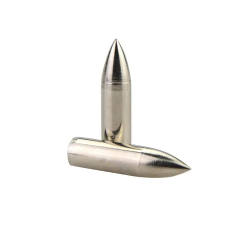 Glue On Field Points For Wooden And Bamboo Arrows, 24 Piece Stainless Steel Practice Tips, 8.5mm OD, 7.5mm ID, 34.5mm Length, 84 Grain
