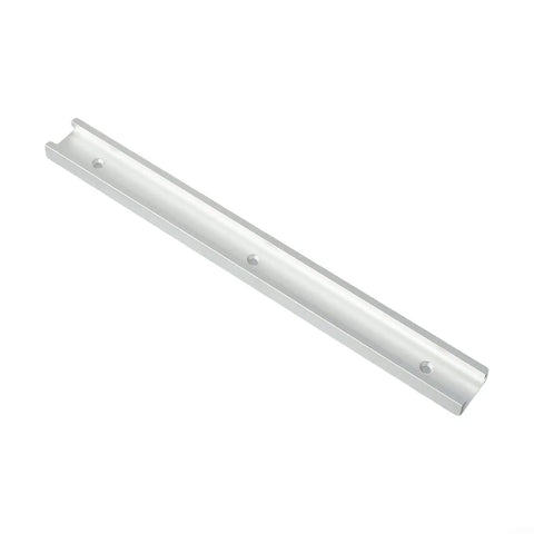 Pro Grade Aluminum T Track Slot Guide Rail for Woodworking with T Nuts and Quick Clamps, 30mm Slot, shown in white, angled view