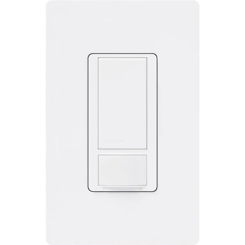 Front view of Motion Sensor Light Switch With Wall Plate For Bathrooms, Garages, And Laundry Rooms, Model MS OPS2HW White.