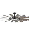 Snag This Top Shelf 62 Inch Prairie Windmill Outdoor Ceiling Fan With 14 Weathered Oak Blades And Dimmable Led Light Kit Including Hand Remote Control For Patio Chill Sessions, black and weathered oak design.