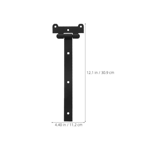 Heavy Duty T Strap Hinge Black Silent Bearing Cabinet Hardware Classic T Shape, 12.1 in x 4.4 in, sturdy construction.