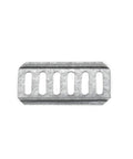 Front view of silver-toned metal twist purse closure turn lock, 1.1-inch length