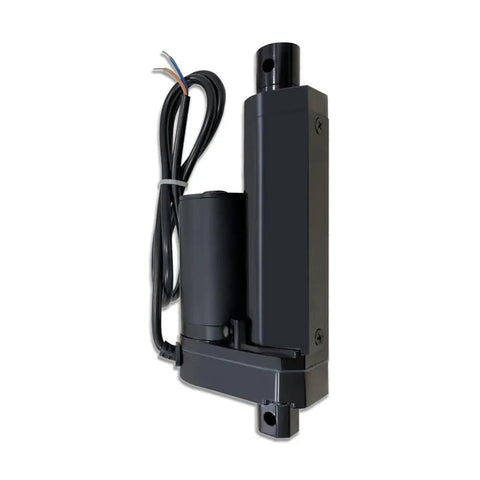 Pair Of Two Inch Stroke 12V Electric Linear Actuators Set, 225 Lbs Load Capacity, 10 Mm Per Second Travel, IP55 Waterproof, Black Aluminum, Heavy Duty Actuators For DIY Projects, Auto, Marine And Robotic Applications. Black 12V linear actuator with wiring