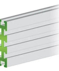 12 Inch 6061 T6 Anodized Aluminum T-Track With 8 Tight Slots For Killer Mounting Flexibility On Your Shop Rig Featuring Badass Strength For Your Build Accepts Nuts Bolts Stoppers Perfect For Router Tables Jigs Made In Usa, showcasing the profile and green end features.