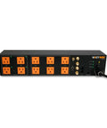 Top Shelf Power Conditioner With Ten Outlet Surge Strip delivering safe voltage control, featuring ten AC sockets and coax connectors.