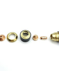 Components of CNC Plasma Cutting Torch Straight Head For YK100-H With Internal M10x1mm Threads displayed on a white background