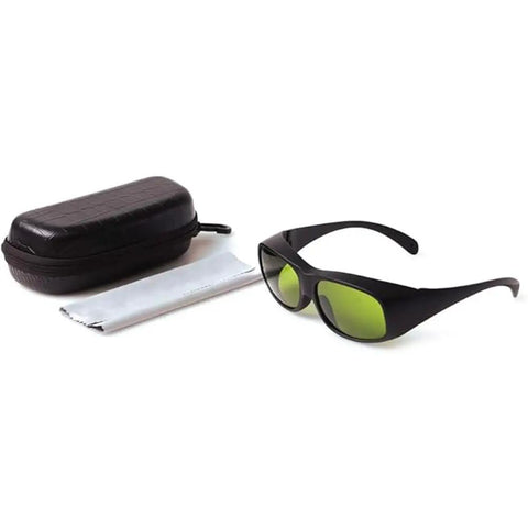 Top Shelf Laser Safety Glasses Lock Out Intense 755 808 And 1064 Nm NdYag Beams Via Thick Clear Lenses with case and cleaning cloth.
