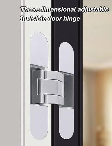 Concealed Three Way Adjustable Silent Hinges Set Hidden Door Hinges 180 Degree Opening 246mm X 34mm installed in door frame