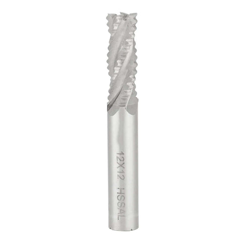 4-flute HSS roughing end mill router bit, side view for CNC machines