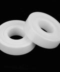 Two white ceramic deep groove ball bearings, 12x28x8 mm, double sealed