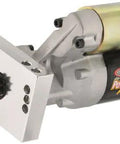 Heavy Duty Starter Motor For Chevy Universal Straight Mount with natural finish and pinion gear.