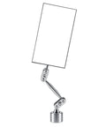 Inspection mirror with magnetic base; rectangular 3.5x2 in mirror on adjustable chrome arm with swiveling joints