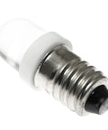 10 Pack 6V E10 Mini Led Bulbs Featuring E10 Wedge Base For No Sweat Plug And Play Install Killer For Diy Circuit Testing Home Electrical Rigs And Sweet Vintage Fixture Upgrades In Crisp White close-up of a 6V E10 mini LED bulb with a white base.