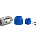1 Inch Female NPT Adapter For FastPipe Compressed Air Piping, Aluminum 1x1 Fitting with blue quick connect pieces and O-ring