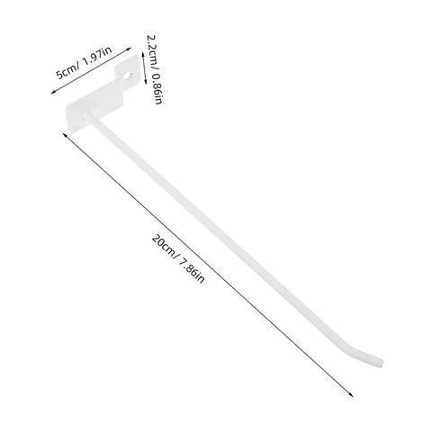 20 Pack White Iron Slatwall Hooks With 4mm Rod Thickness And 7.48 Inch Length, Heavy Duty Grid Wall And Pegboard Display Hooks, detailed view