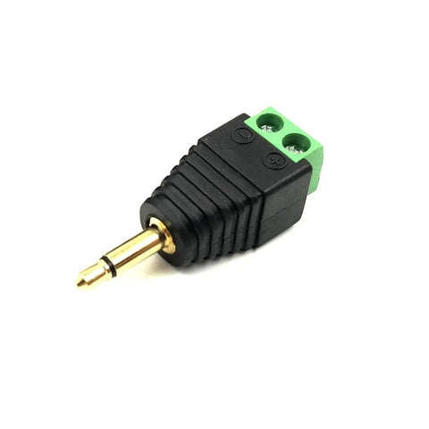 Five Pack Of 3.5Mm Ts Male Audio Terminal Block Connectors With Solderless Screw Terminals for rapid wire jobs.