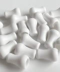 White Plastic Cord Tassel Knob Drops Pack Of 20 For Window Blinds And Roman Shades Easy DIY End Caps For Curtain Drawstrings Tassels White plastic cord tassel caps on white background