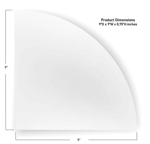Pure White Engineered Marble And Quartz Shower Corner Shelf Polished 9x9 Inch Maintenance Free And Stain Resistant No Hardware Included Easy Install With Silicone Or Adhesive Solid White Finish Pack Of 2, top view of 9x9 inch corner shelf.